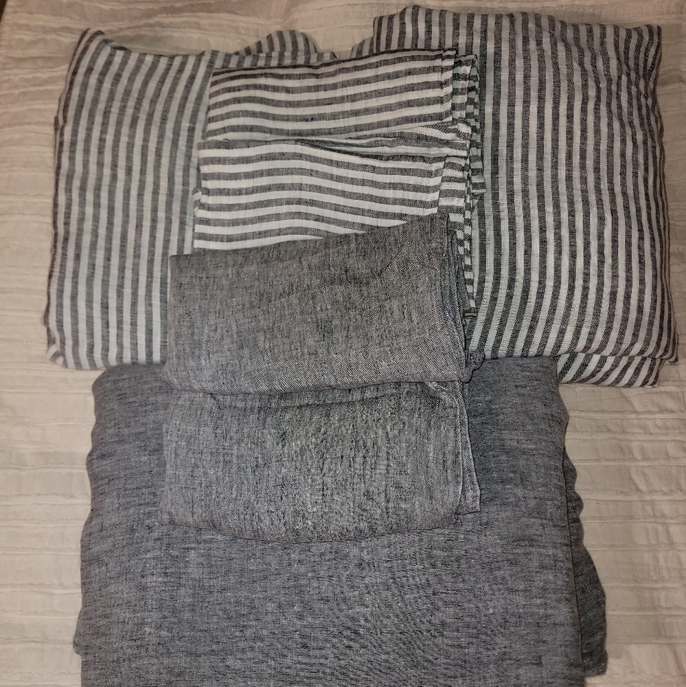 Brooklinen Gray and White Striped Bedding Sheets